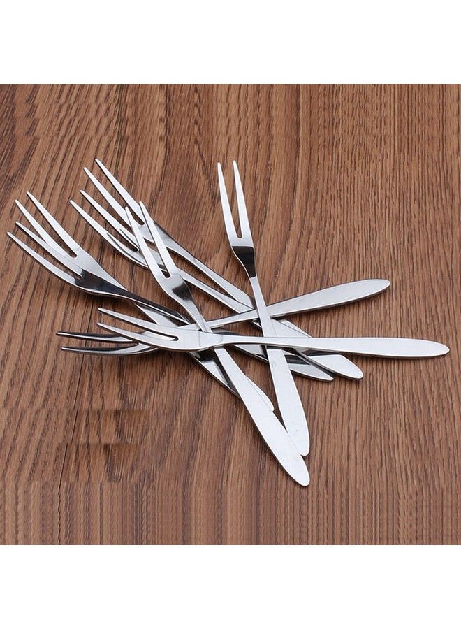 10 Pieces Stainless Steel Fruit Fork Cocktail Fork Two Prongs Dessert Cake Forks Mussel Forks Tasting Forks 5.1 Inch For Fruit Bbq Party Gathering Supplies