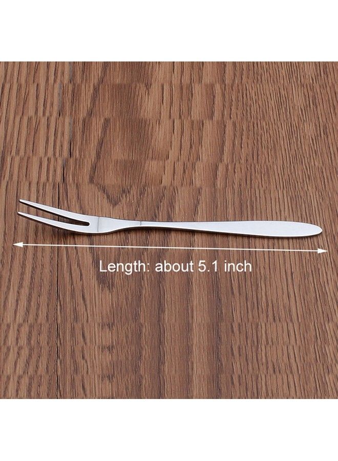10 Pieces Stainless Steel Fruit Fork Cocktail Fork Two Prongs Dessert Cake Forks Mussel Forks Tasting Forks 5.1 Inch For Fruit Bbq Party Gathering Supplies