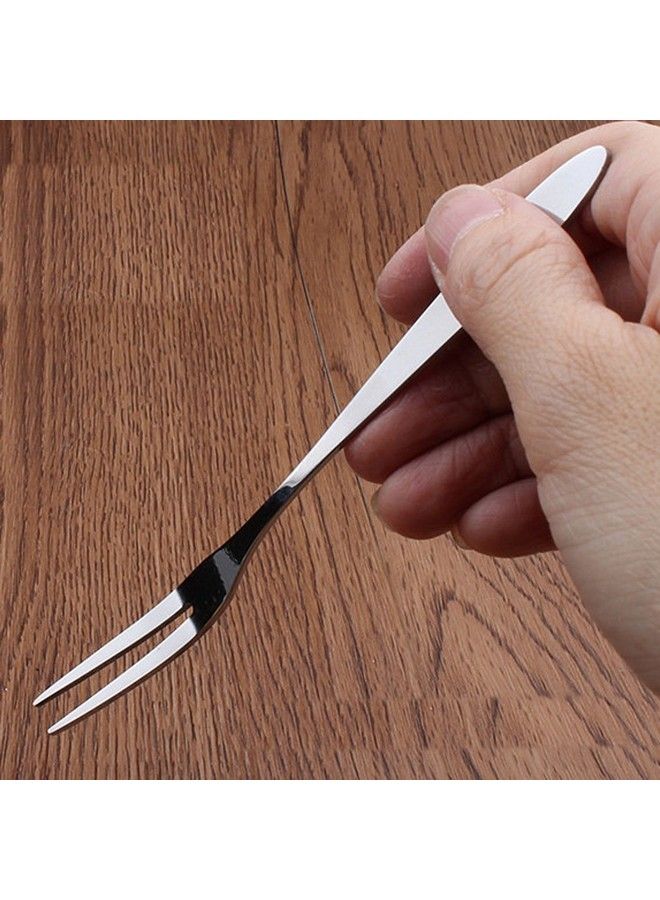 10 Pieces Stainless Steel Fruit Fork Cocktail Fork Two Prongs Dessert Cake Forks Mussel Forks Tasting Forks 5.1 Inch For Fruit Bbq Party Gathering Supplies