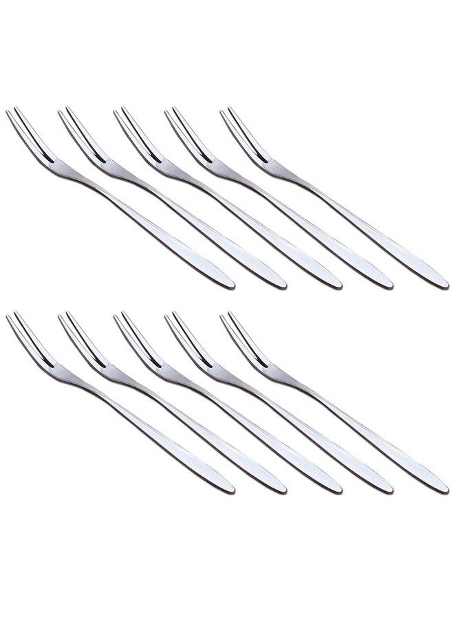 10 Pieces Stainless Steel Fruit Fork Cocktail Fork Two Prongs Dessert Cake Forks Mussel Forks Tasting Forks 5.1 Inch For Fruit Bbq Party Gathering Supplies