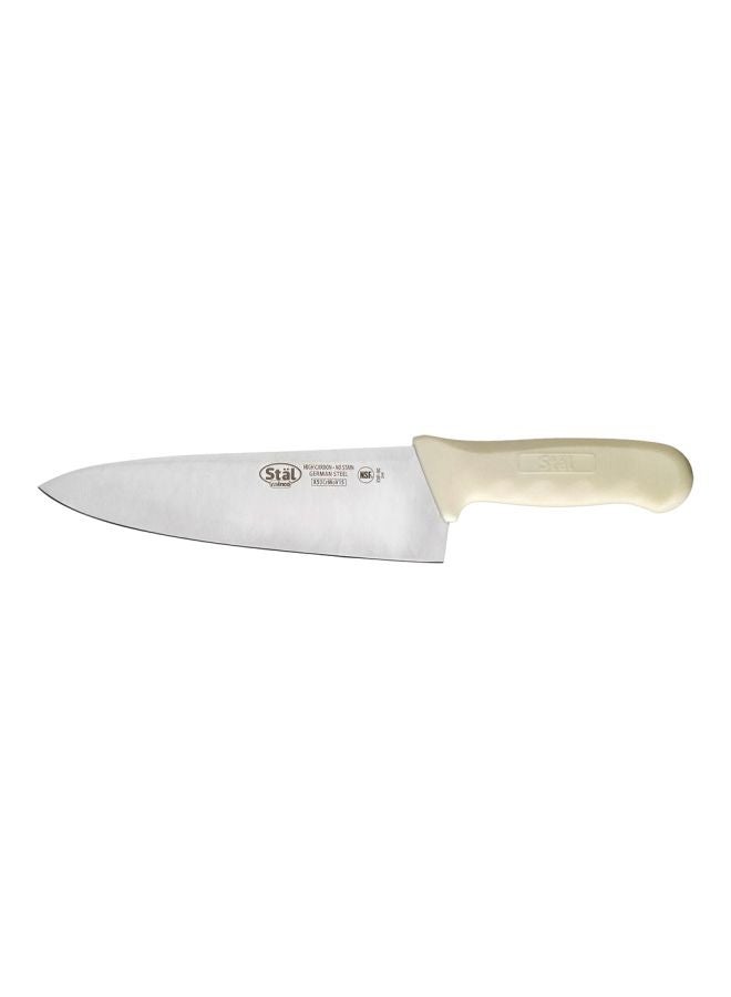 Carbon Steel Wide Chef Knife Silver/White 8inch