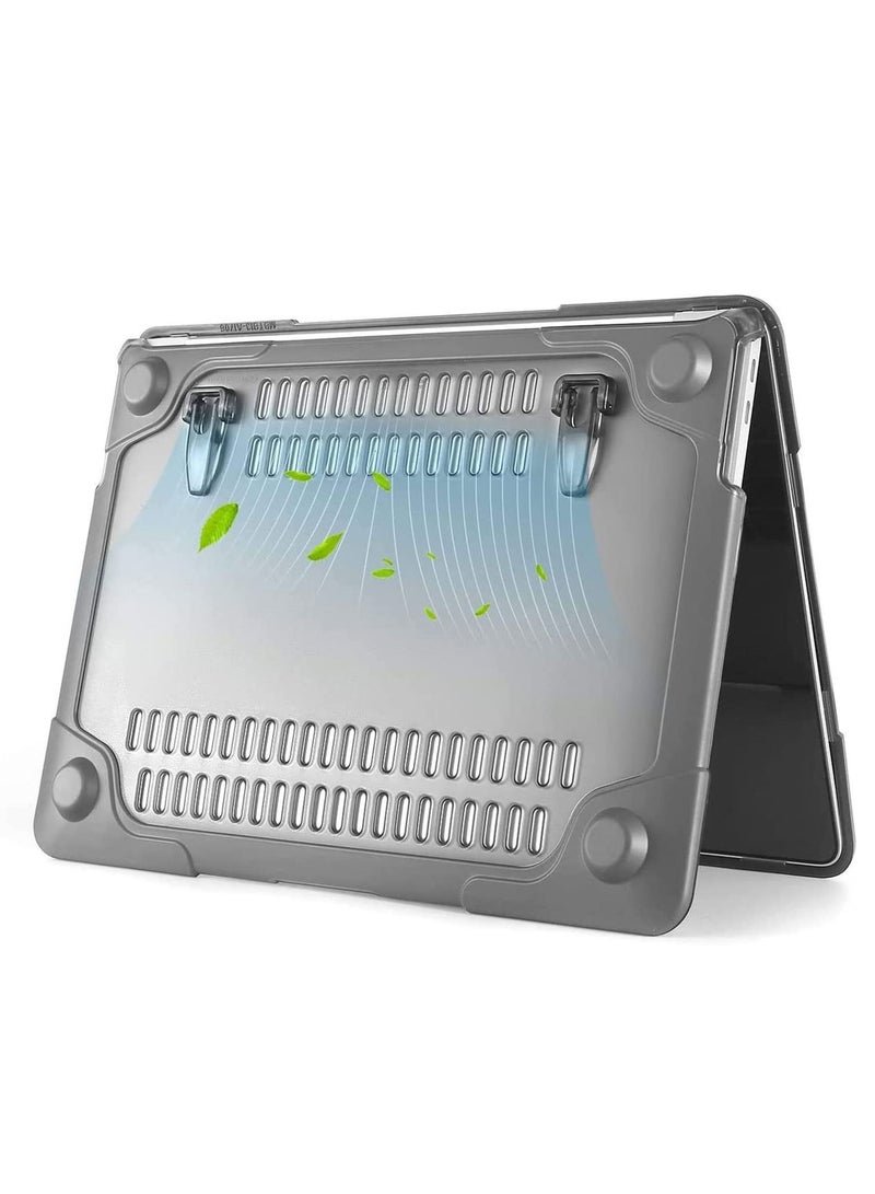 Case for MacBook | Compatible with MacBook Air 13 inch Case Release A2337 M1 A2179 Retina, Heavy Duty Plastic Hard Shell Case with Fold Kickstand Matching Color Keyboard Cover, Grey