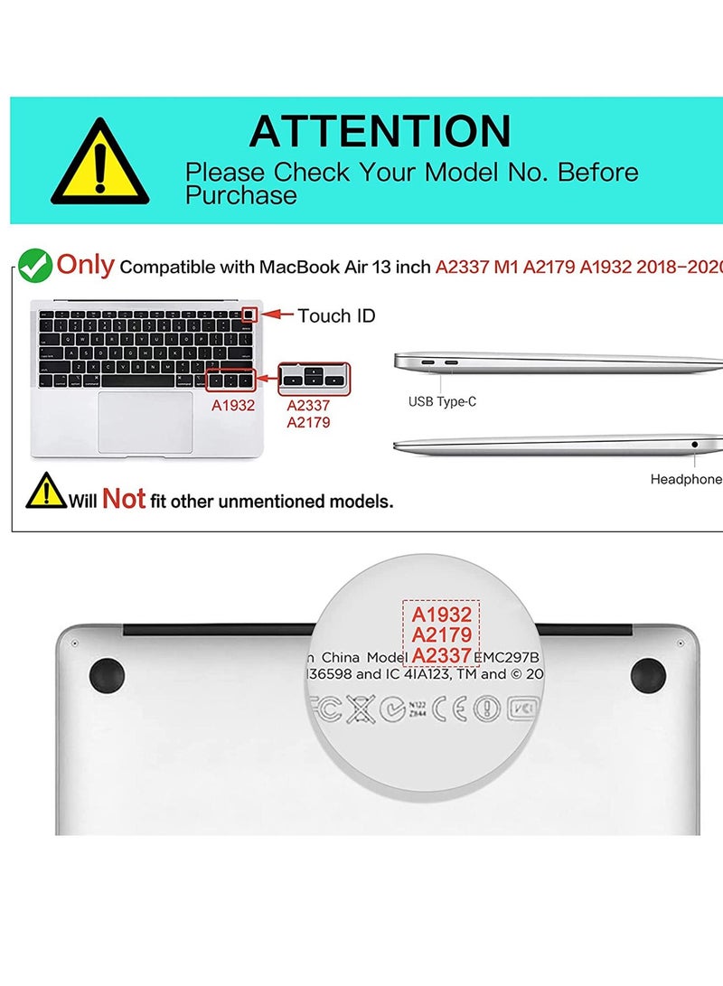 Case for MacBook | Compatible with MacBook Air 13 inch Case Release A2337 M1 A2179 Retina, Heavy Duty Plastic Hard Shell Case with Fold Kickstand Matching Color Keyboard Cover, Grey