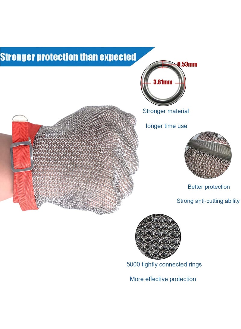 Cut Resistant Gloves Stainless Steel Wire Metal Mesh Butcher Safety Work Gloves for Cutting, Slicing Chopping and Peeling(Medium)