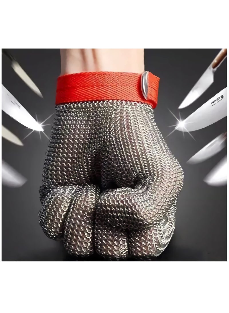 Cut Resistant Gloves Stainless Steel Wire Metal Mesh Butcher Safety Work Gloves for Cutting, Slicing Chopping and Peeling(Medium)