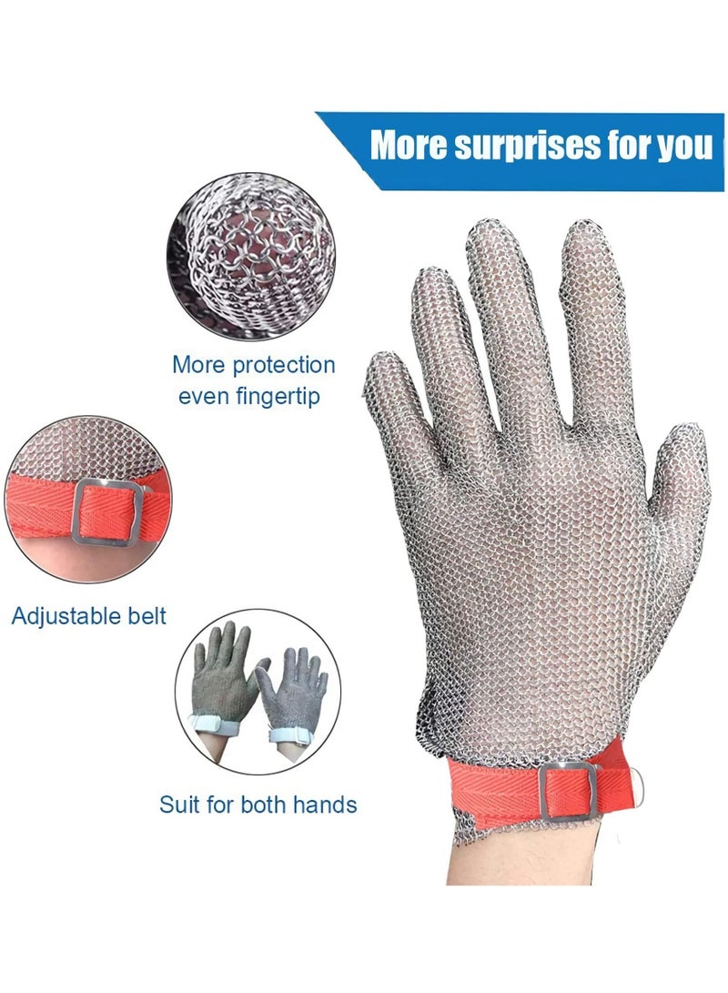 Cut Resistant Gloves Stainless Steel Wire Metal Mesh Butcher Safety Work Gloves for Cutting, Slicing Chopping and Peeling(Medium)