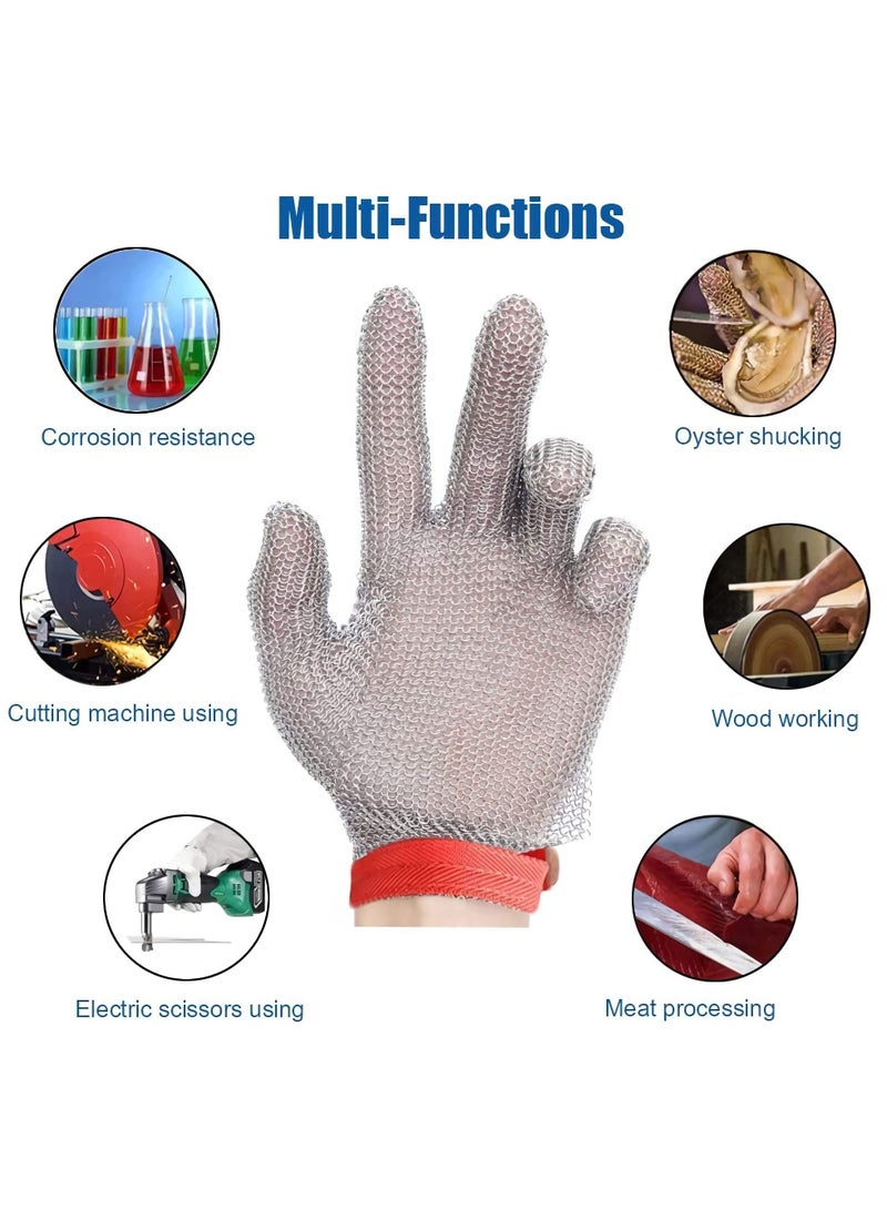 Cut Resistant Gloves Stainless Steel Wire Metal Mesh Butcher Safety Work Gloves for Cutting, Slicing Chopping and Peeling(Medium)