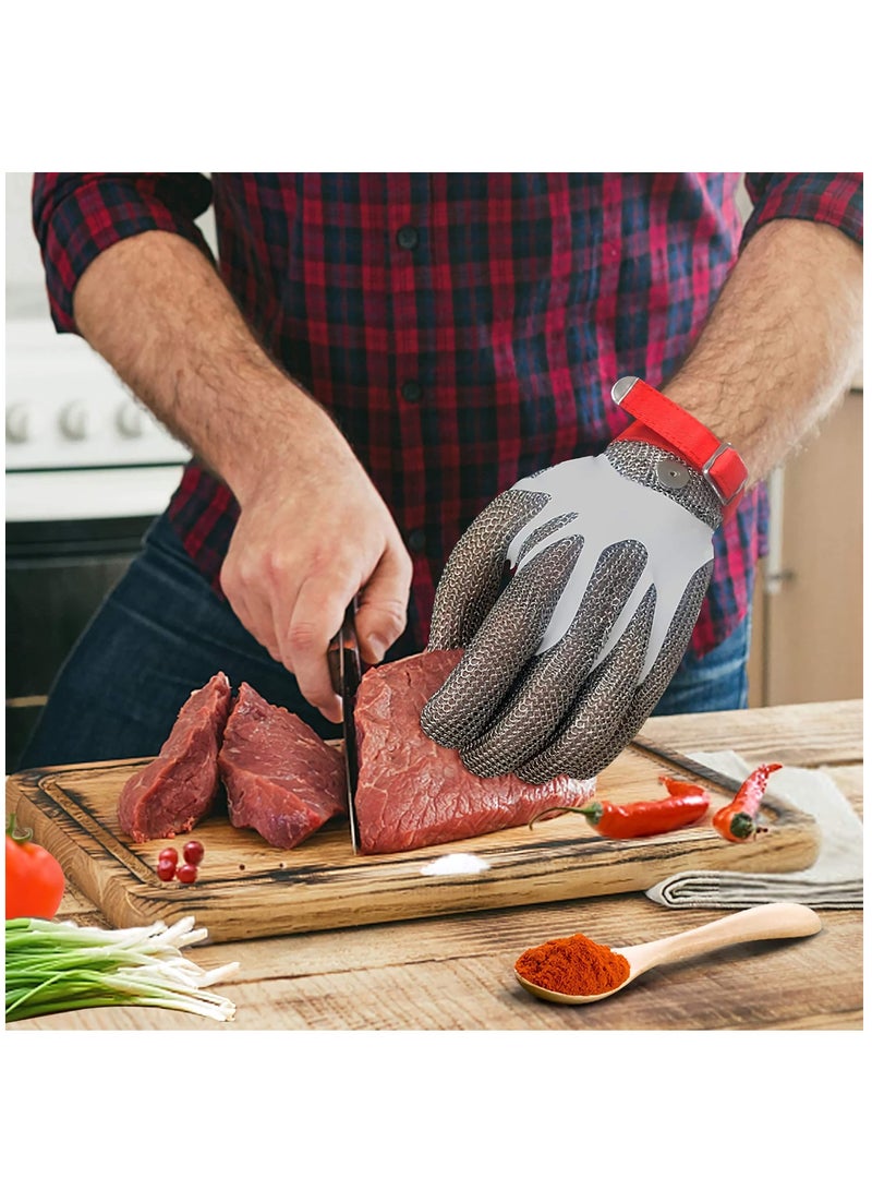 Cut Resistant Gloves Stainless Steel Wire Metal Mesh Butcher Safety Work Gloves for Cutting, Slicing Chopping and Peeling(Medium)