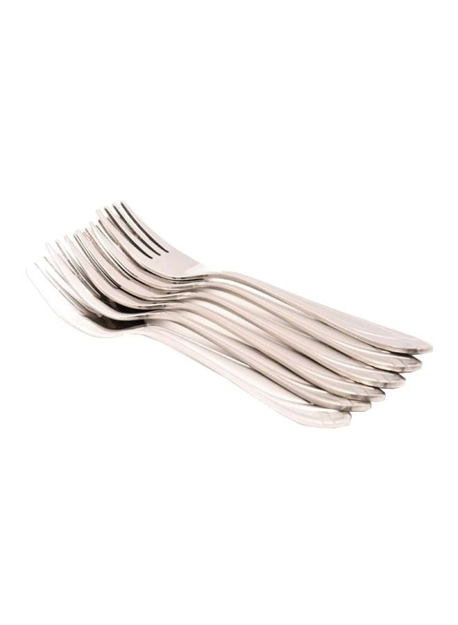 6-Piece Stainless Steel Fork Set Silver 14cm