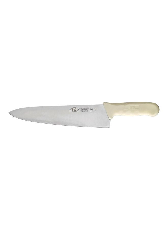 Carbon Steel Wide Chef Knife Silver/White 10inch