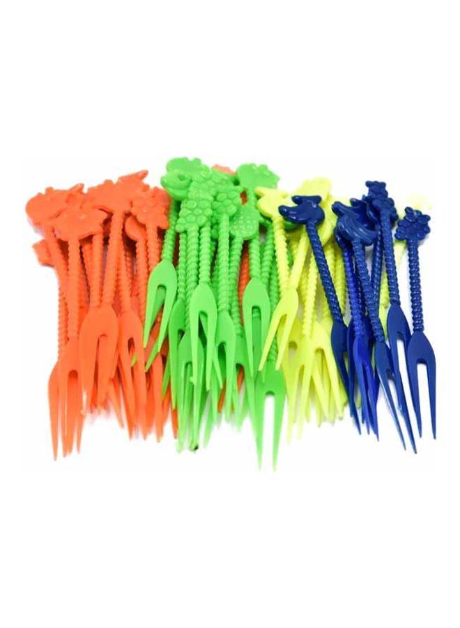 50-Piece Craft Fruit Fork Set Green/Orange/Blue