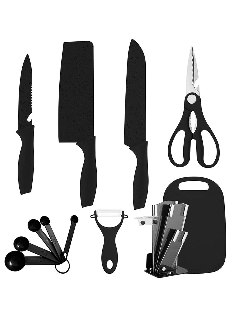Stainless Steel Kitchen Knife Set of 8 with Chopping & Cutting Board and Holder