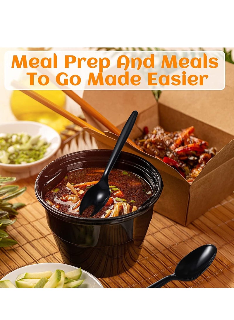 100Pc Heavy Duty Disposable Plastic Table Spoon Black