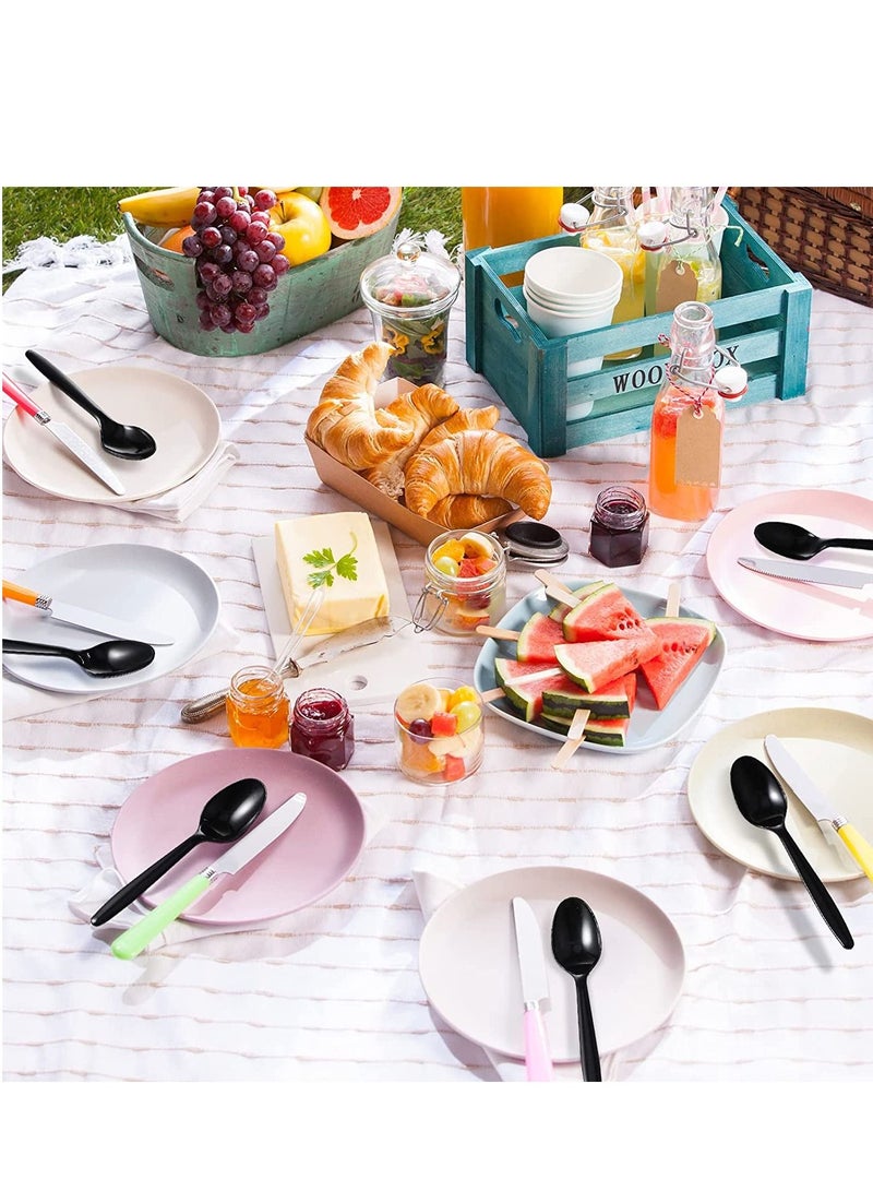 100Pc Heavy Duty Disposable Plastic Table Spoon Black