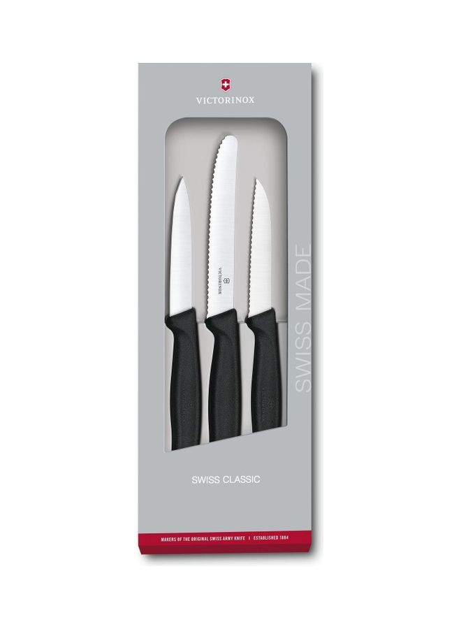 3-Piece Swiss Classic Paring Knife Set Black 288ml