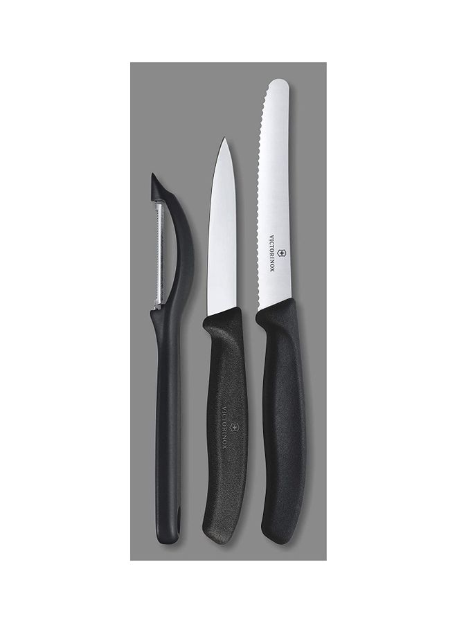 3-Piece Swiss Classic Paring Knife Set Black 288ml