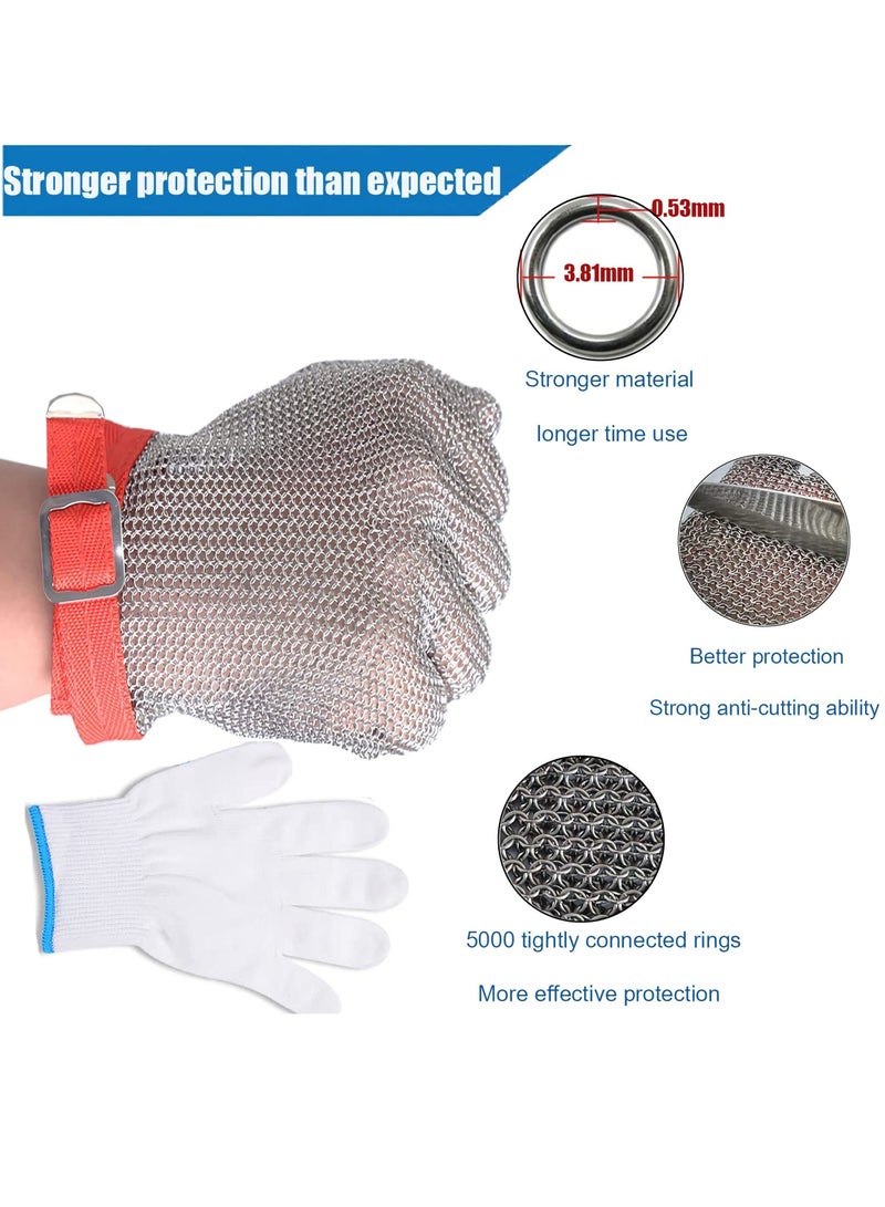 Cut Resistant Gloves Stainless Steel Wire Metal Mesh Butcher Safety Work Gloves for Cutting, Slicing Chopping and Peeling