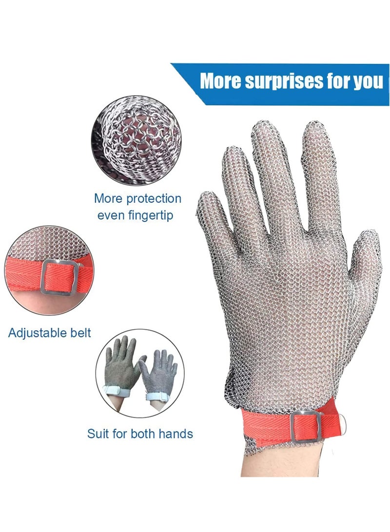 Cut Resistant Gloves Stainless Steel Wire Metal Mesh Butcher Safety Work Gloves for Cutting, Slicing Chopping and Peeling