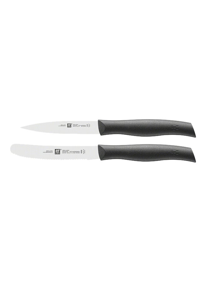 2-Piece Knife Set Silver/Black