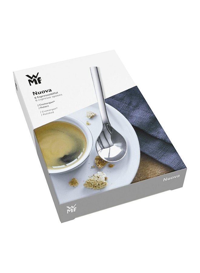 6-Pieces Nuova Espresso Spoon Set Silver 11cm
