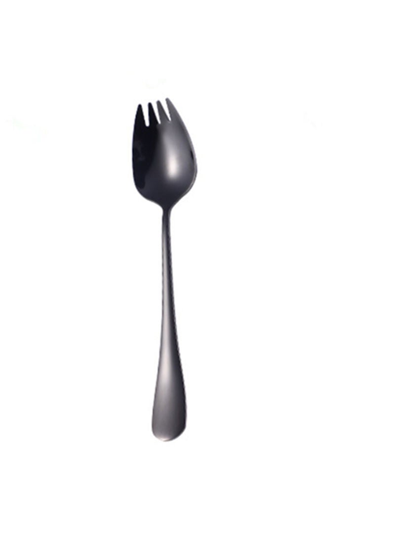 1-Piece Cute Long Handle Fruit Salad Fork Black 16.5cm