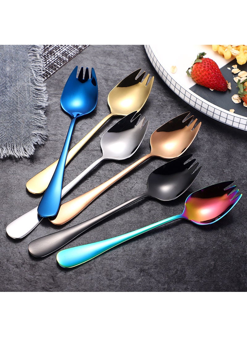 1-Piece Cute Long Handle Fruit Salad Fork Black 16.5cm