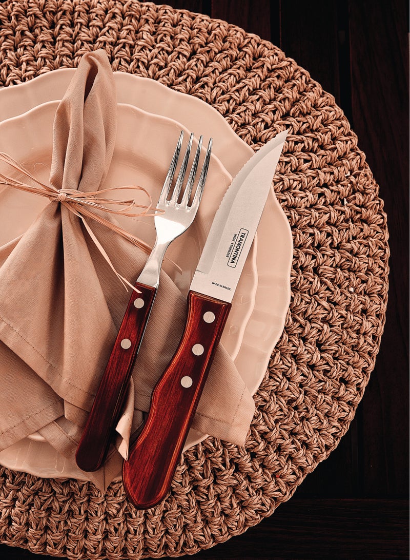Churrasco 4 Pieces Stainless Steel Jumbo Barbecue Flatware Set with Treated Red Polywood Handles