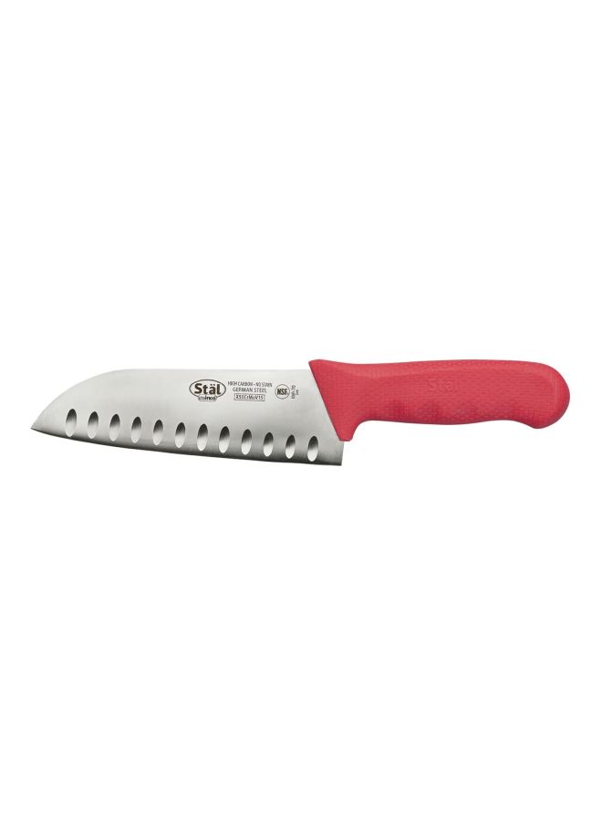 Stainless Steel Santoku Knife Silver/Red 6inch