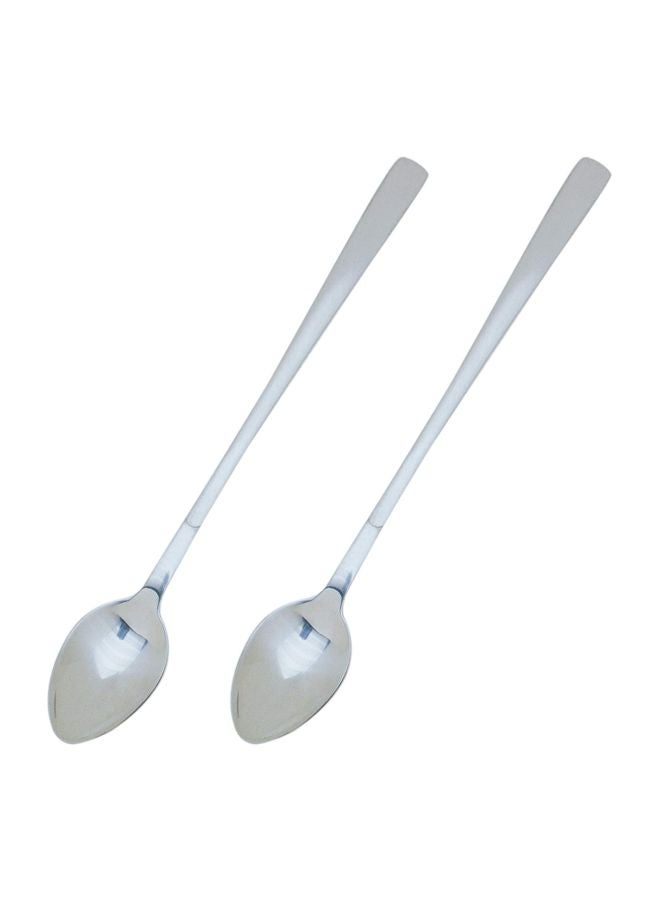 2-Piece Stainless Steel Iced Tea Spoon Set Silver 8.25inch