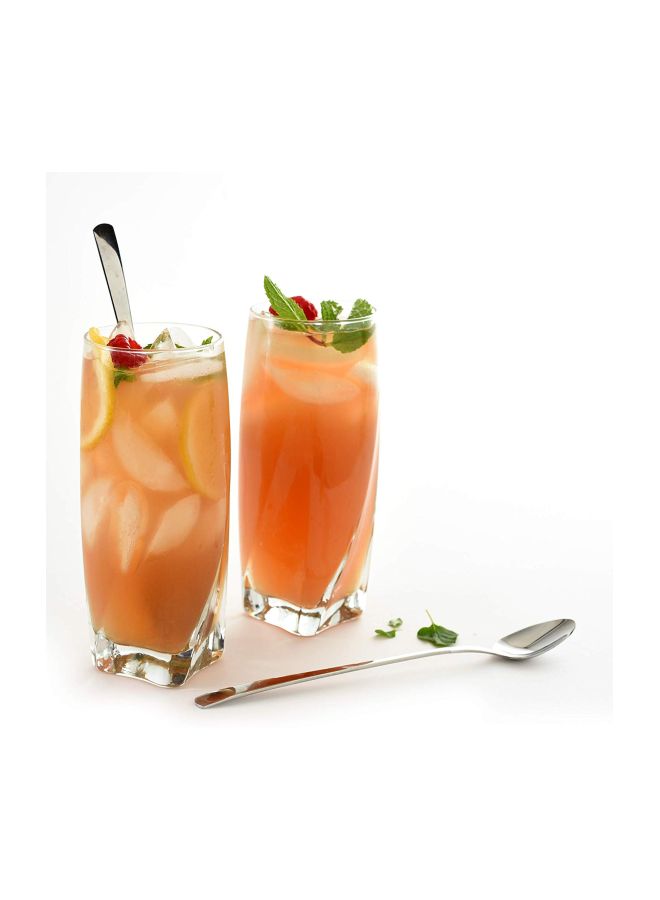2-Piece Stainless Steel Iced Tea Spoon Set Silver 8.25inch