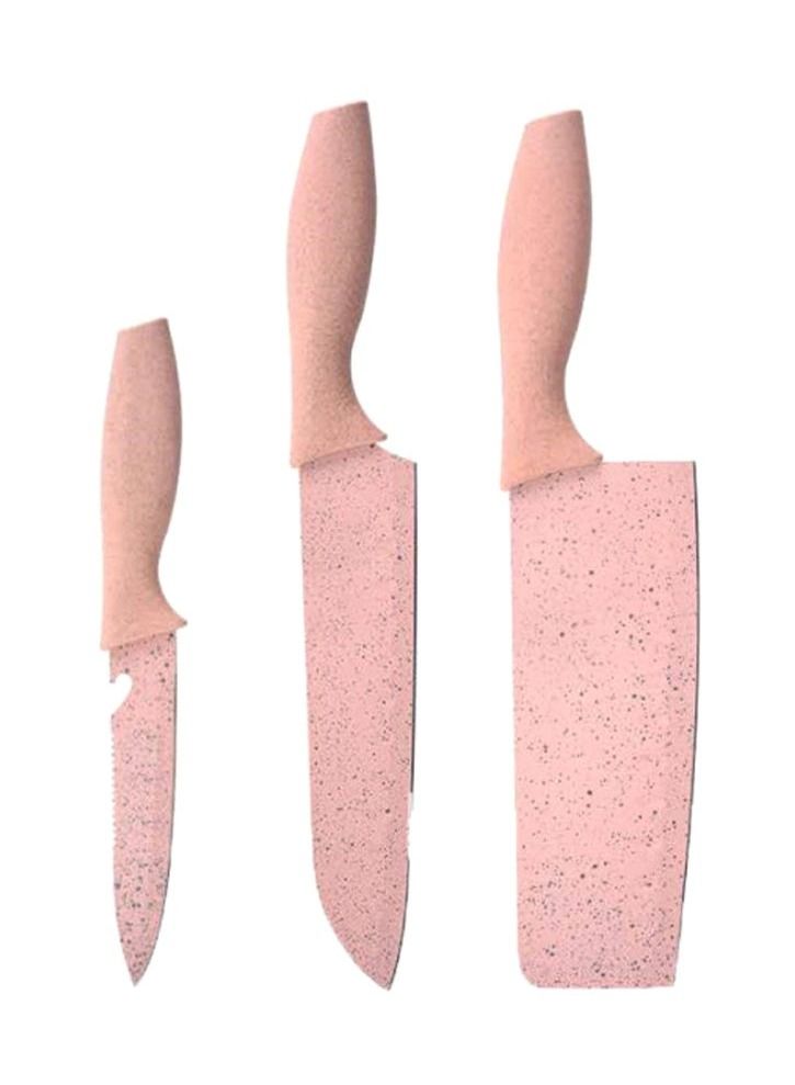 7-Piece Wheat Straw Knives Set, Household Stainless Steel Fruit Kitchen Knives With Cutting Board(pink)