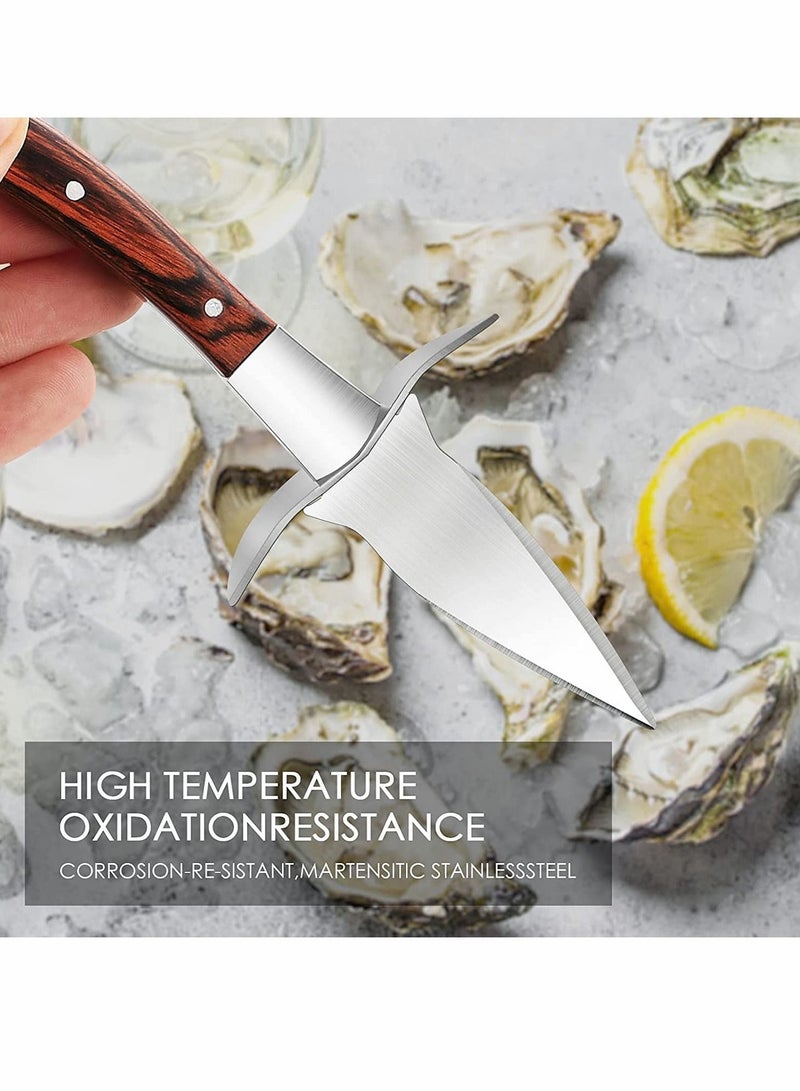 Oyster Knife Shucker Set, Gloves Cut Resistant Level 5 Protection Seafood Opener Kit Tools, 3.5’’ Stainless steel Oyster Knife, Thoughtful Gift for Seafood Lovers, for Home Restaurant (2knifes+1Glove)