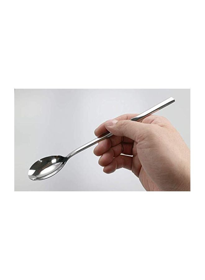 3-Piece Stainless Steel Chopstick And Spoon Set Silver 8.5inch