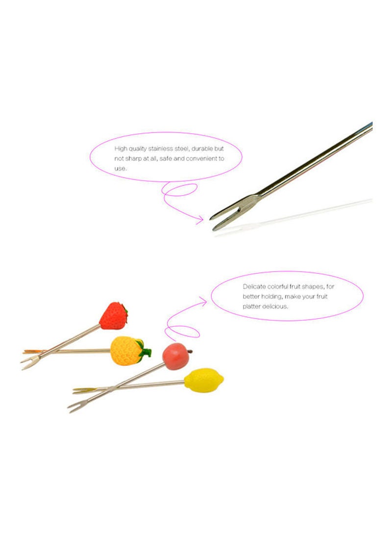 6-Piece Happy Manor Fruit Design Fork Set Yellow 11.5x7x7cm
