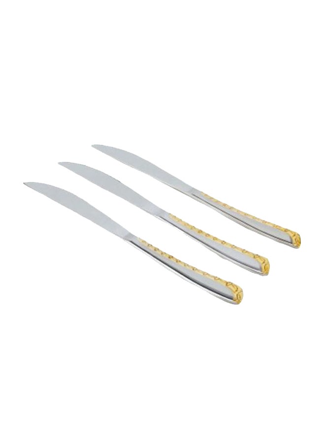 Pack Of 3 Berger Stainless Steel Knife Silver/Yellow 17cm
