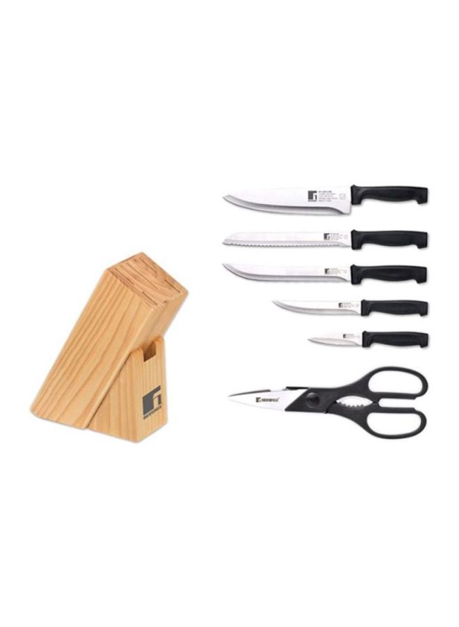 7-Piece Giyo Stainless Steel Knife Set Silver/Black/Brown