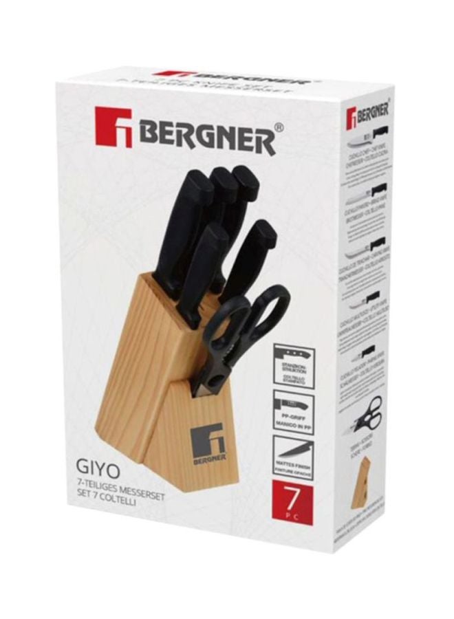 7-Piece Giyo Stainless Steel Knife Set Silver/Black/Brown