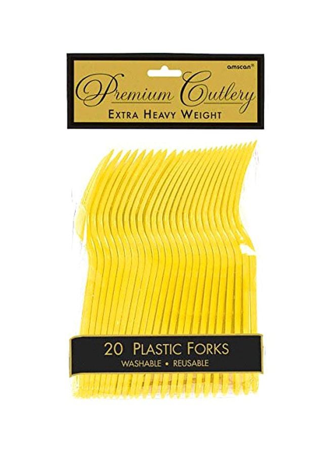 20-Piece Reusable Fork Set Yellow Sunshine 10x5.7x1.1inch
