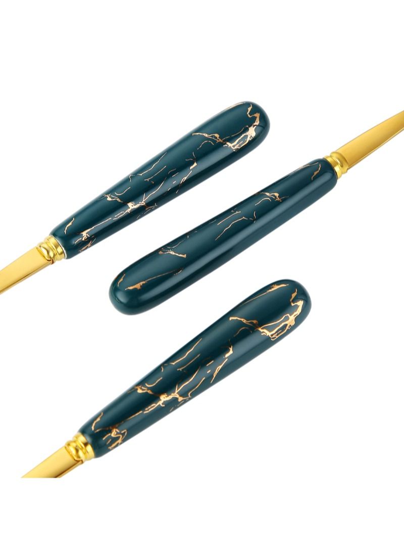 SUNHOME 24-Piece Stainless Steel Cutlery Set Kitchen Utensil Set Western Tableware Suitable For Home Kitchen Restaurant Hotel Party Dining Picnic Dining Exquisite Packaging Gift Green/Gold