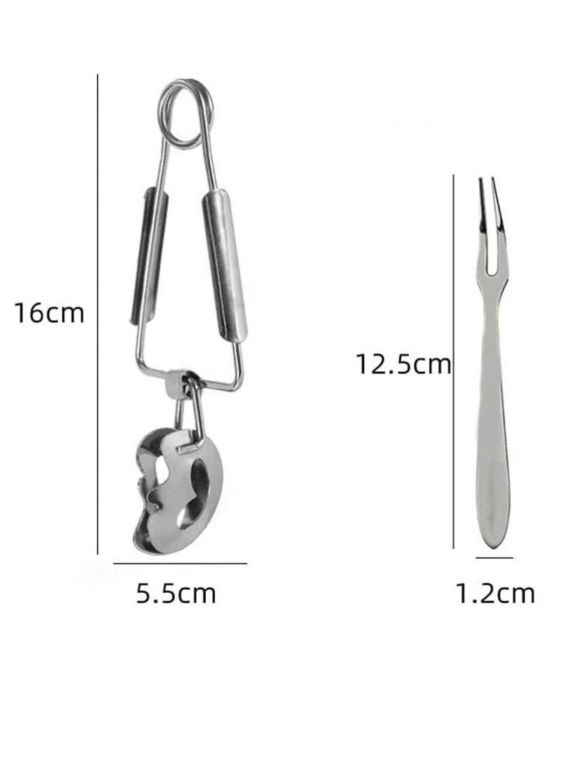 Snail Tong Forks Set Stainless Steel Escargot Tongs Fork Clip Food Serving Dining for Kitchen Cooking Restaurant 3Pcs