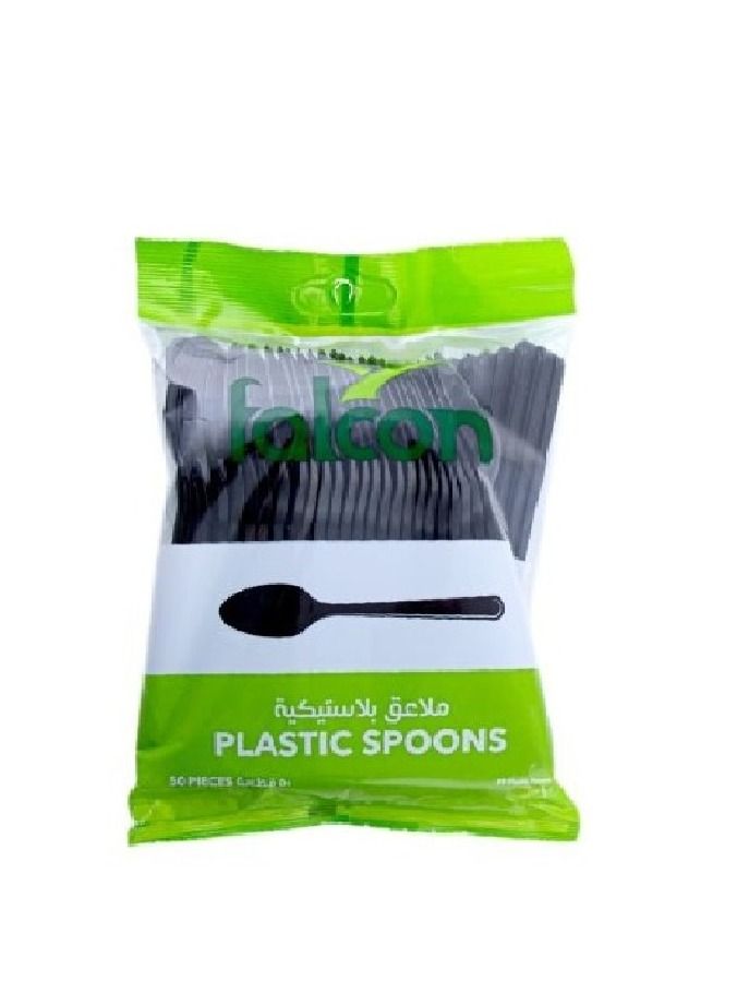 Falcon Plastic Spoon Black – PP (10 Packs x 50 Pieces)