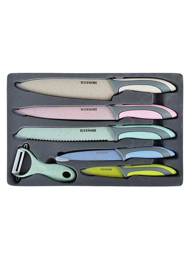 6-Piece Non Stick Knife Set Multicolour