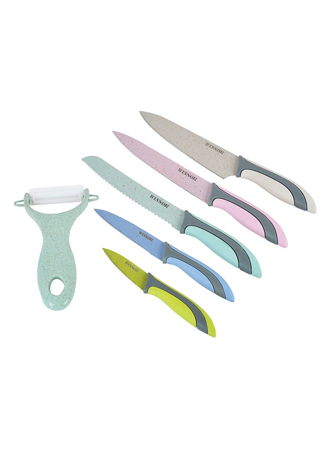 6-Piece Non Stick Knife Set Multicolour