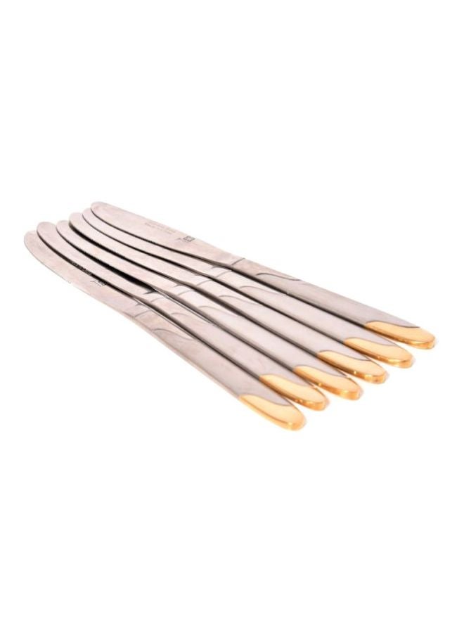 6-Piece Stainless Steel Knife Set Silver/Gold