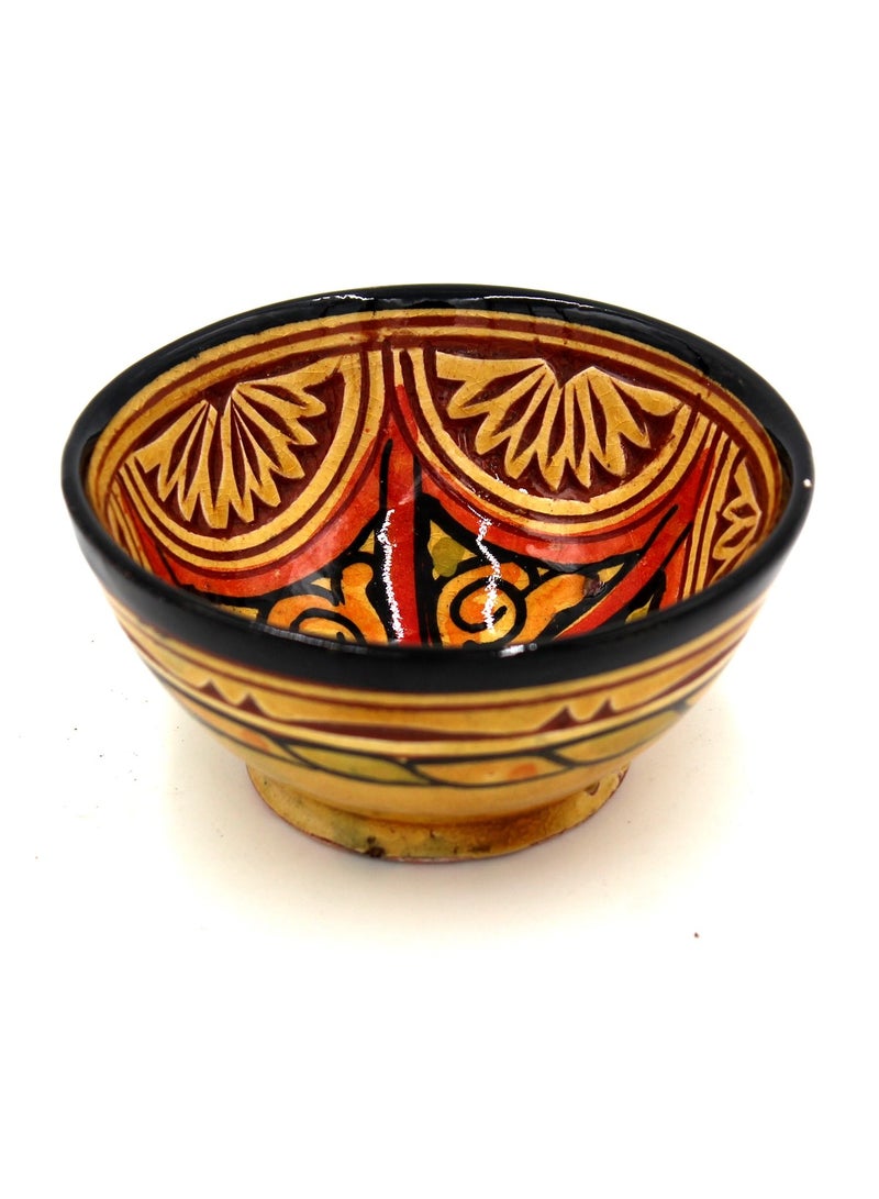 MOROCCAN HM HANDPAINTD DISPLAY BOWL-CARVINGWRK12X6CM-MO1352