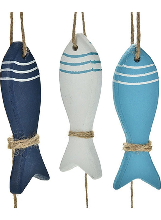 3-Piece Mediterranean Nautical Fish Ornament Blue/White