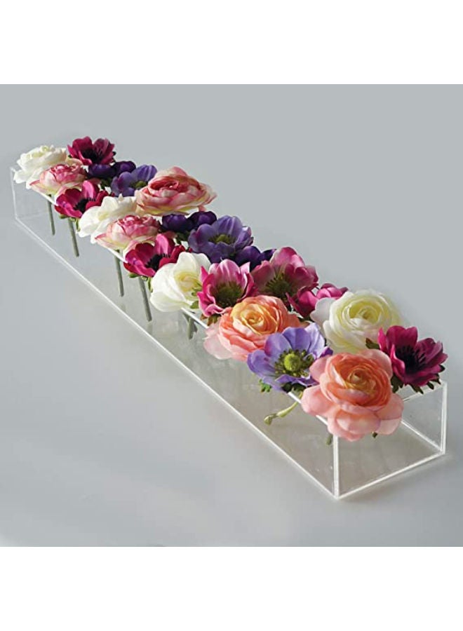 24 Inches Long Rectangular Vase Acrylic Modern Vase Low Floral Vases for Centerpieces for Home Decor Weddings