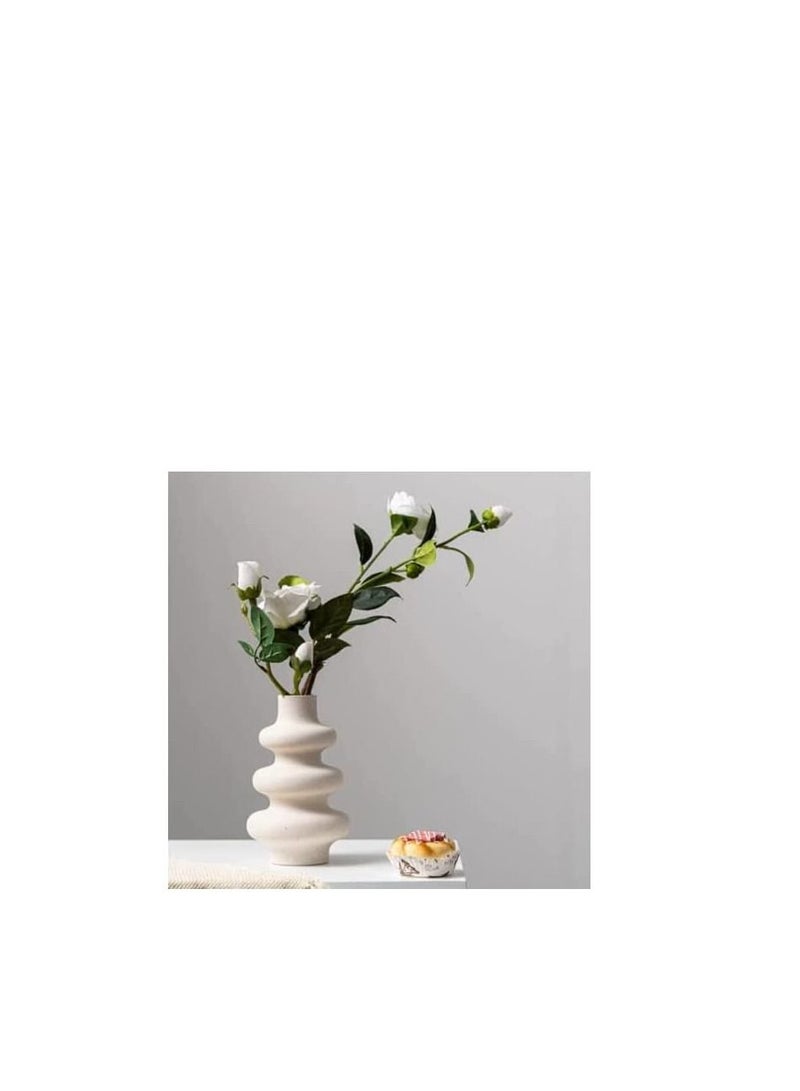 Excellence Sihiya Life Off White Wave Design Flower Vase Nordic Boho Modern Minimalist Design Flower Vase For Elegant Home Décor Living Room Centerpiece for Flower Arrangements Ideal Gift