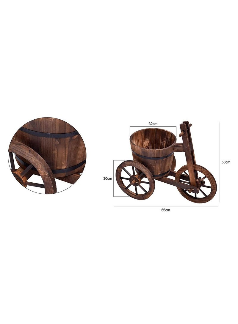 Wooden Flower Pot Tricycle Shaped Plant Stand Flower Bucket Fleshy Display Shelving Sturdy Storage Rack For Home Garden Office