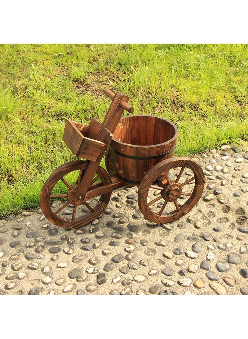 Wooden Flower Pot Tricycle Shaped Plant Stand Flower Bucket Fleshy Display Shelving Sturdy Storage Rack For Home Garden Office